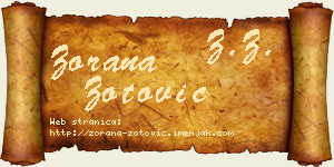 Zorana Zotović vizit kartica